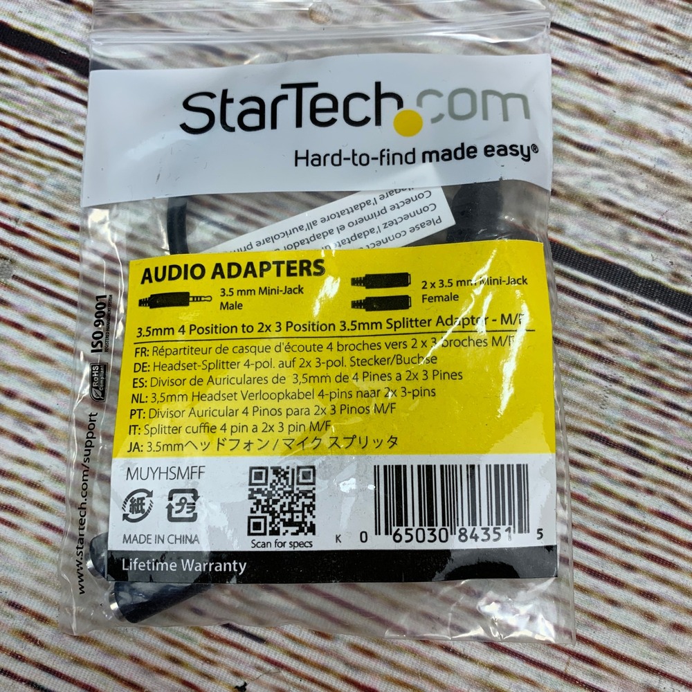 StarTech 3.5mm Mini Jack Audio Splitter Adapter‎ M F MUYHSMFF